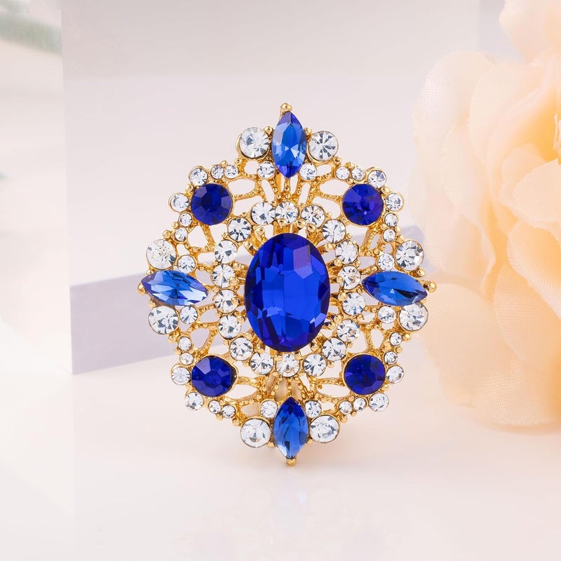 LAXPICOL Vintage Clear Austrian Crystal Brooch Pin for Women Elegant Wedding Bridal Brooches Broach Pin 1.69"*1.39" - Image 3
